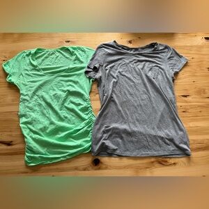Set of Two Large Motherhood Maternity T-Shirts - Lime Green & Gray